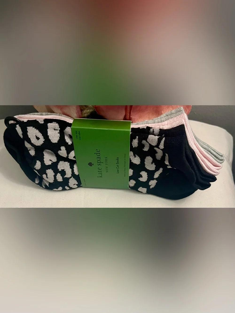 KATE SPADE Women's Multicolor Low-Cut Socks. Size: 4-10. Black, Pink, & Gray.